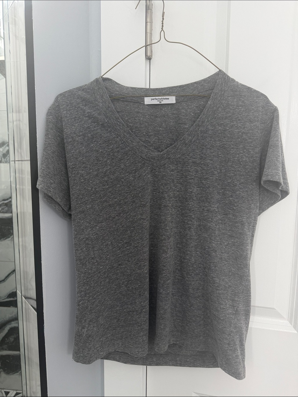perfectwhitetee Women's Short Sleeve V-Neck Tee - Heather Gray